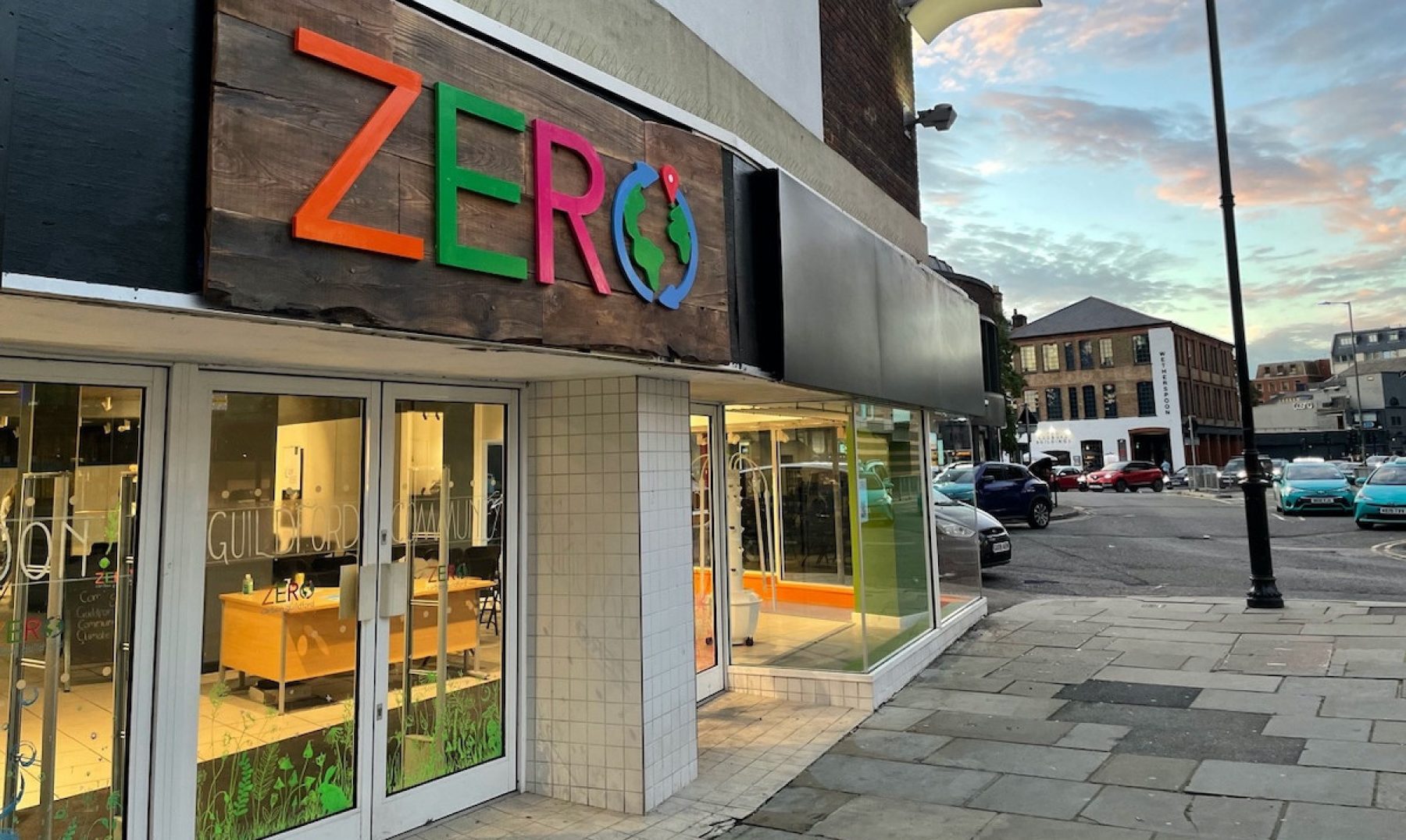 An exterior shot of a zero shop