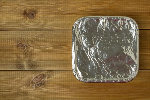 a dish with tin foil